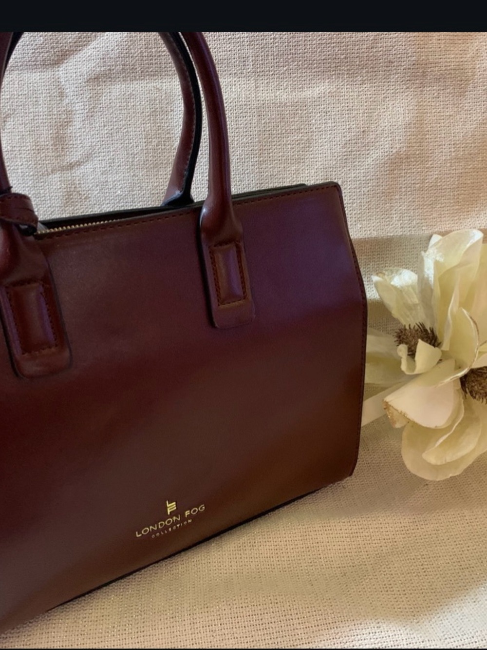 London Fog Burgundy/Brownish Structured Satchel